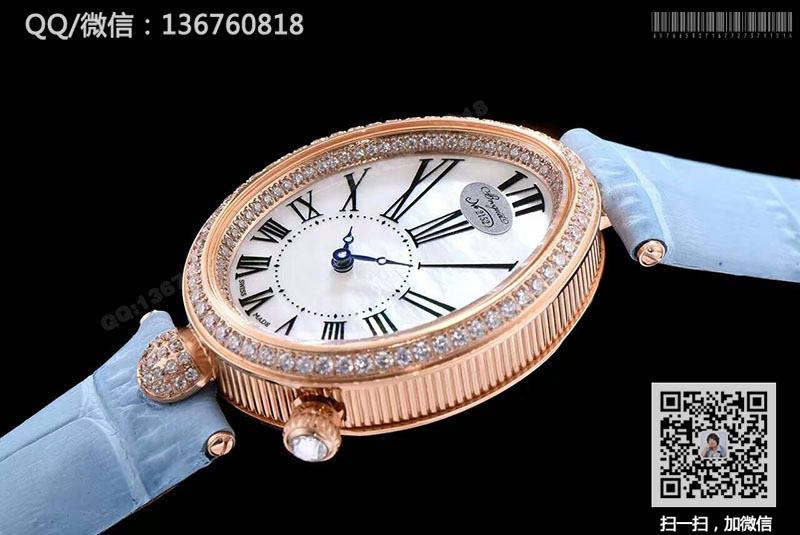 高仿宝玑手表-Breguet那不勒斯皇后系列 8928BA/51/844 DD0D玫瑰金镶钻腕表 罗马刻度