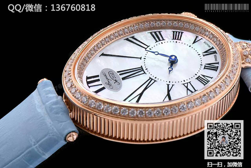 高仿宝玑手表-Breguet那不勒斯皇后系列 8928BA/51/844 DD0D玫瑰金镶钻腕表 罗马刻度