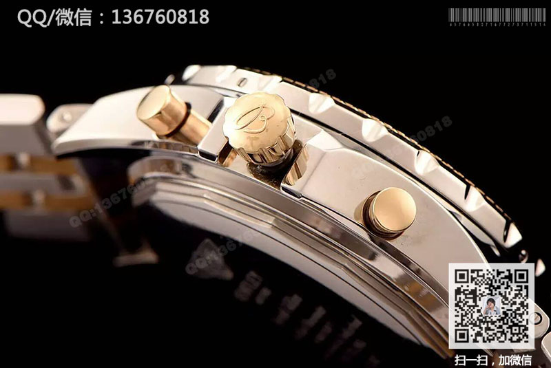 Breitling百年灵宾利系列间黄金色表壳-黑色表盘-Speed竞赛间黄金色表链腕表