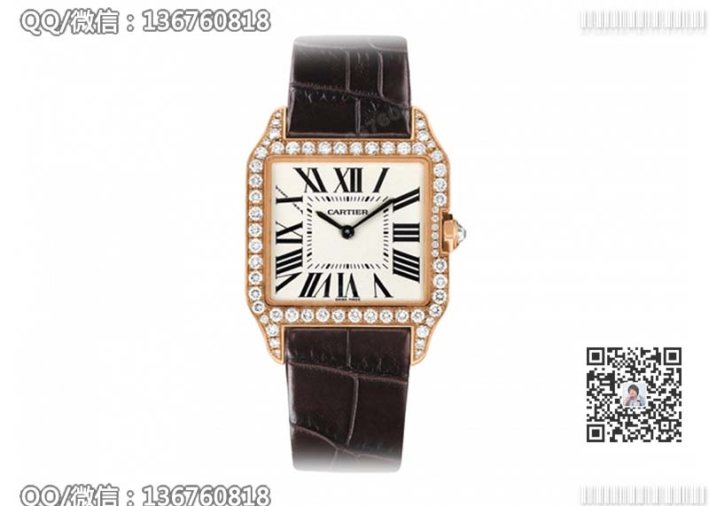CARTIER卡地亚桑托斯系列WH100351玫瑰金镶钻石英腕表