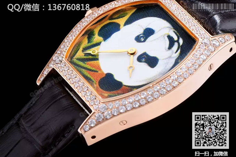 CARTIER卡地亚龟形系列HPI00348玫瑰金镶钻石英腕表 大熊猫