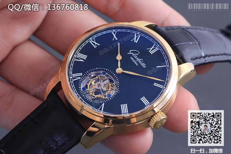 高仿格拉苏蒂原创手表-Glashütte Original 参议员系列94-11-01-01-04黄金色陀飞轮腕表