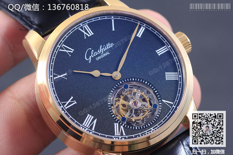高仿格拉苏蒂原创手表-Glashütte Original 参议员系列94-11-01-01-04黄金色陀飞轮腕表