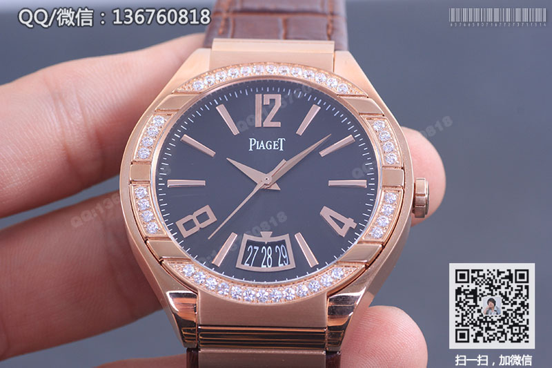 高仿伯爵手表-PIAGET POLO系列G0A38159玫瑰金镶钻机械腕表