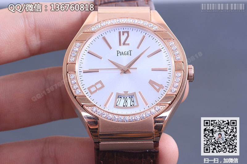 高仿伯爵手表-PIAGET POLO系列G0A38159玫瑰金镶钻机械腕表
