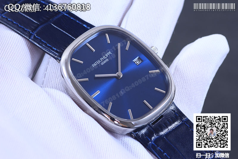 高仿百达翡丽手表-PATEK PHILIPPE  GOLDEN ELLIPSE系列5738P-001蓝盘带历腕表