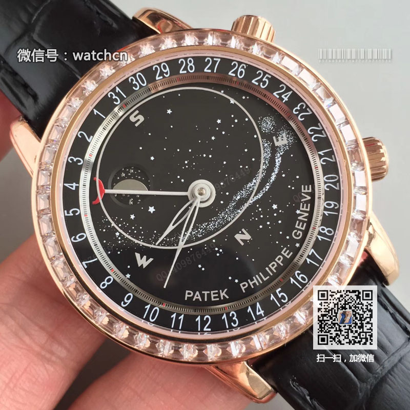 百达翡丽超级复杂功能计时系列6104R-001 镶钻星空腕表