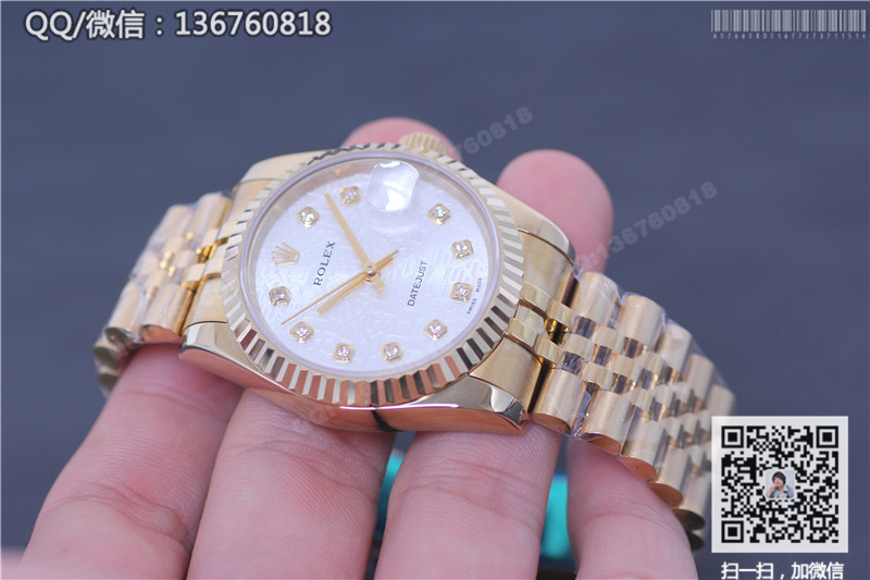 【顶级精仿】劳力士Rolex日志型自动机械金表116238 银色花纹表盘腕表