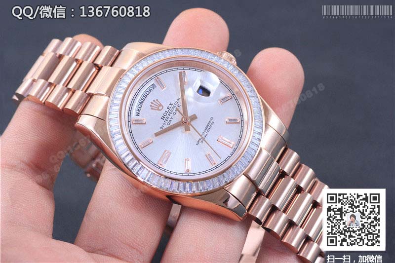 【精品】ROLEX劳力士星期日历型系列228235银色表盘玫瑰金机械腕表